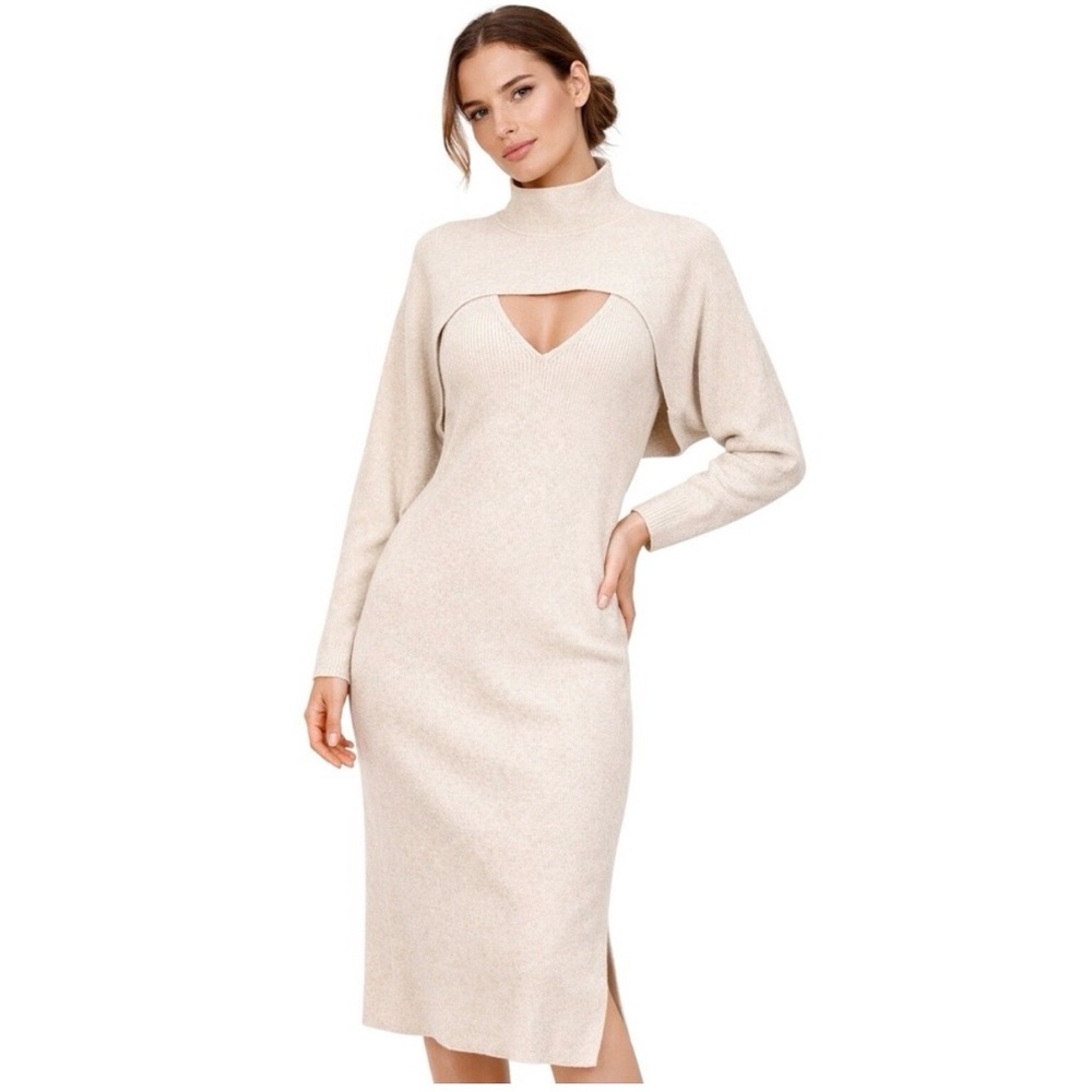NWT Banana Republic Cream V-Neck convertible sweater Dress